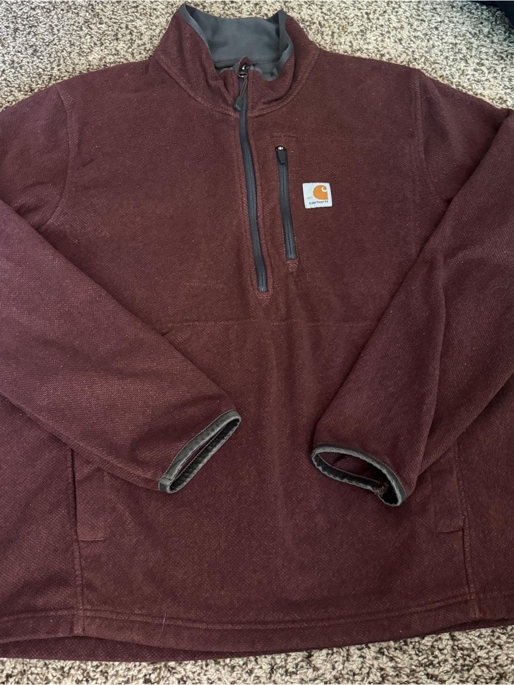 Carhartt Men's Maroon Quarter-Zip Fleece Pullover